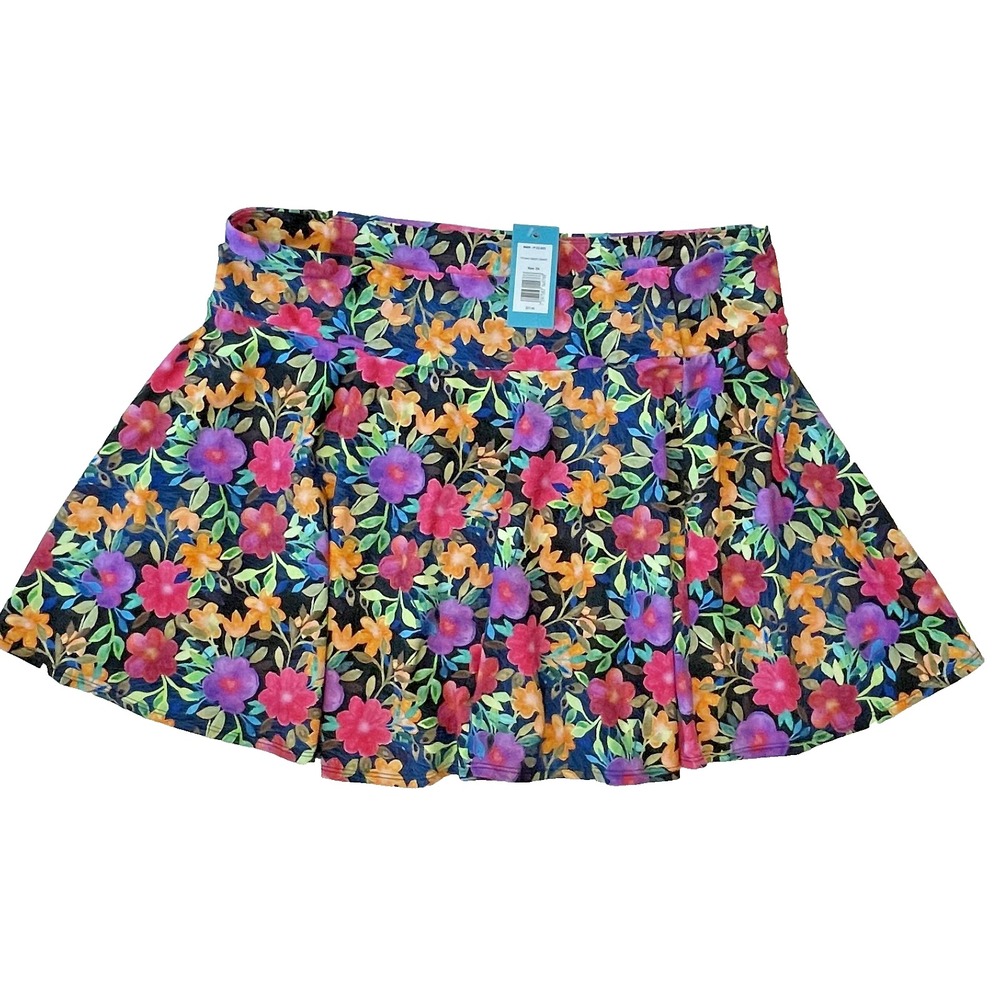 Calypsa By Modli Womens Flowy Swim Floral Print Skort, Size 2X